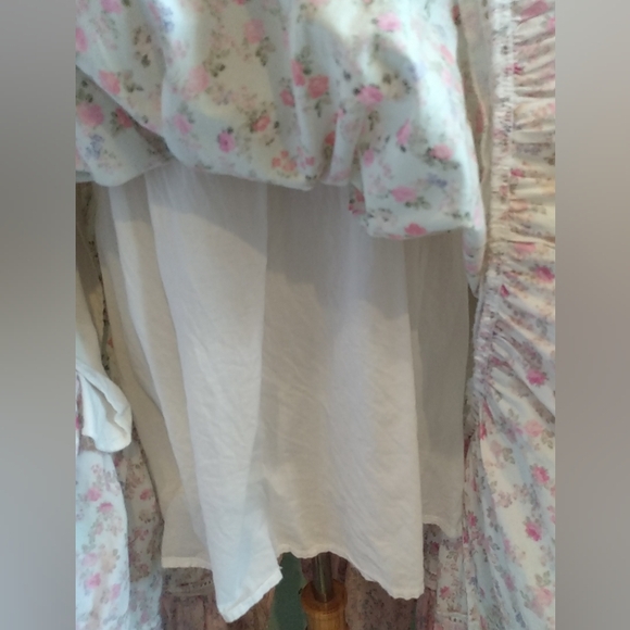 LoveShackFancy CAMILLE Petticoat Tier Floral Chic Dress Pink Patchwork Shabby XS - Picture 7 of 14